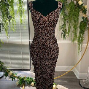 Majorelle Tan Leopard Tabitha Midi Dress